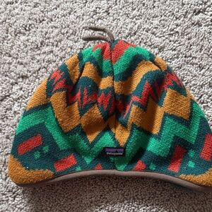Patagonia Kids Geometric Knit Hat - Green, Orange, Red